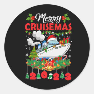 Merry Cruisemas Familie Cruise Kerstmis 2023 Fun B Ronde Sticker