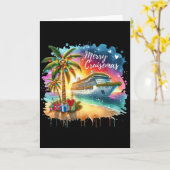 Merry Cruisemas Family Cruise Christmas Funny Boat Kaart (Gele Bloem)