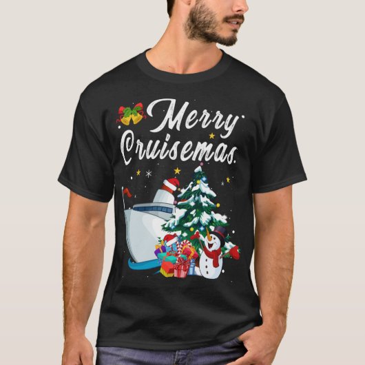 Merry Cruisemas Family Cruise Kerstmis Funny Boat T-shirt (Voorkant)