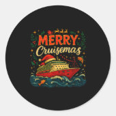 Merry Cruisemas Funny Christmas Cruise Vacation  Ronde Sticker (Voorkant)