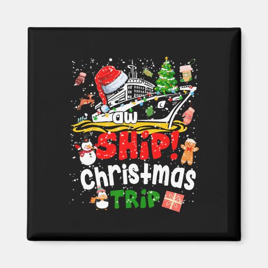 Merry Cruisemas Funny Cruise Ship Family Kerstmis Magneet (Voorkant)