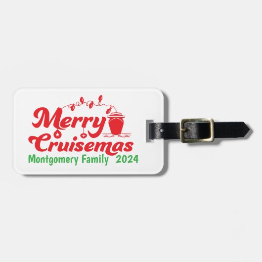 Merry Cruisemas Gepersonaliseerde Familie Bagagelabel (Voorkant horizontaal)