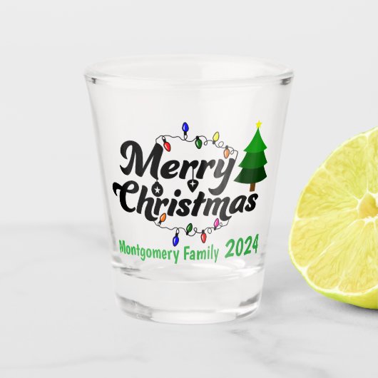 Merry Cruisemas Gepersonaliseerde Familie Shot Glas (Voorkant)