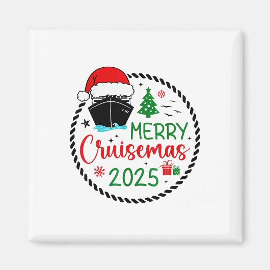 Merry Cruisemas Santa Hat Cruiseschip Kerstauto Magneet (Voorkant)