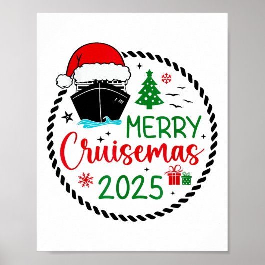 Merry Cruisemas Santa Hat Cruiseschip Kerstauto Poster (Voorkant)