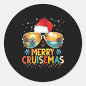 Merry Cruisemas Santa Hat Retro Cruise Ship Christ Ronde Sticker (Voorkant)