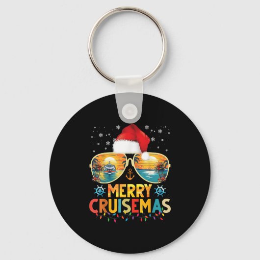 Merry Cruisemas Santa Hat Retro Cruise Ship Christ Sleutelhanger (Voorkant)