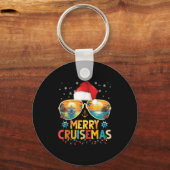 Merry Cruisemas Santa Hat Retro Cruise Ship Christ Sleutelhanger (Voorkant)
