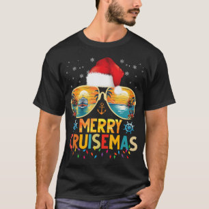 Merry Cruisemas Santa Hat Retro Cruiseschip Christ T-shirt