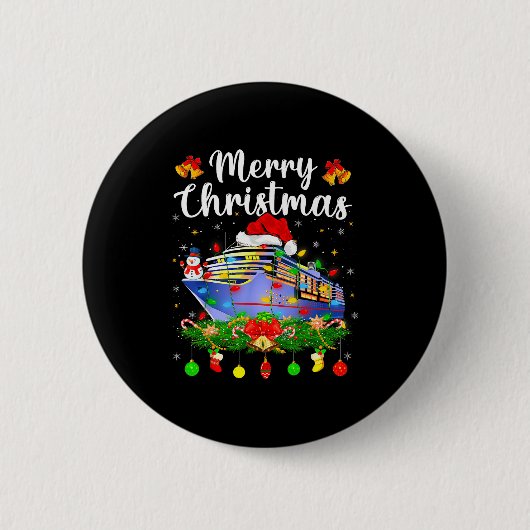 Merry Cruisemas Xmas Lighting Santa Cruise Ship Ch Ronde Button 5,7 Cm (Voorkant)
