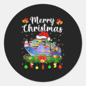 Merry Cruisemas Xmas Lighting Santa Cruise Ship Ch Ronde Sticker (Voorkant)