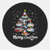 Merry Cruismas Cruise Ship Christmas Tree Pjs Xmas Ronde Sticker (Voorkant)