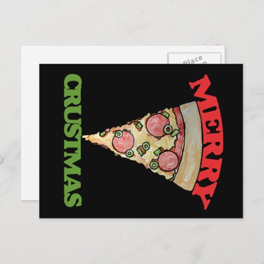 Merry Crustmas Christmas pizza Feestdagenkaart (Voorkant / Achterkant)