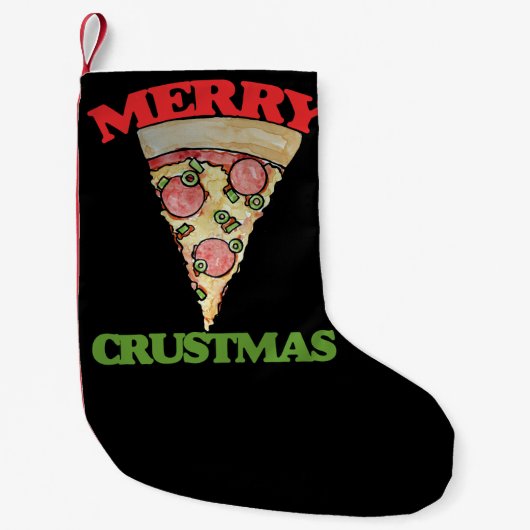 Merry Crustmas Christmas pizza Kleine Kerstsok (Voorkant)