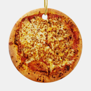 Merry Crustmas Deep Dish Cheese Sausage Pizza Keramisch Ornament