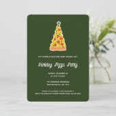 Merry Crustmas Fun Green Kerstfeest Pizza Party Kaart (Staand voorkant)