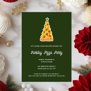 Merry Crustmas Fun Green Kerstfeest Pizza Party Kaart
