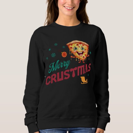 Merry Crustmas Funny Christmas Pizza Lover Xmas Trui (Voorkant)