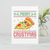 Merry Crustmas Funny Kerstmis Pizza Ugly Sweater Bedankkaart (Staand voorkant)