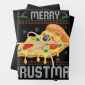 Merry Crustmas Funny Kerstmis Pizza Ugly Sweater Inpakpapier Vel (In situ)