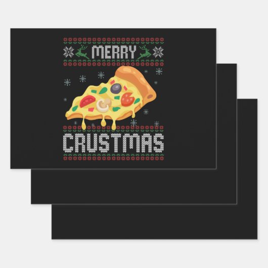 Merry Crustmas Funny Kerstmis Pizza Ugly Sweater Inpakpapier Vel (Set)