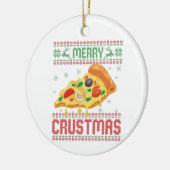 Merry Crustmas Funny Kerstmis Pizza Ugly Sweater Keramisch Ornament (Links)