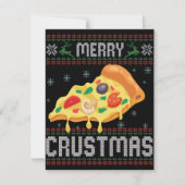 Merry Crustmas Funny Kerstmis Pizza Ugly Sweater Notitiekaartje (Voorkant)