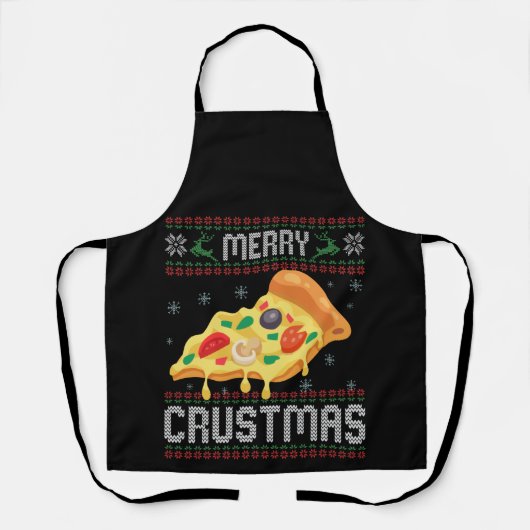 Merry Crustmas Funny Kerstmis Pizza Ugly Sweater Schort (Voorkant)