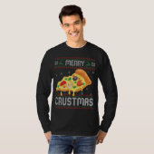 Merry Crustmas Funny Kerstmis Pizza Ugly Sweater T-shirt (Voorkant volledig)