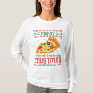 Merry Crustmas Funny Kerstmis Pizza Ugly Sweater T-shirt