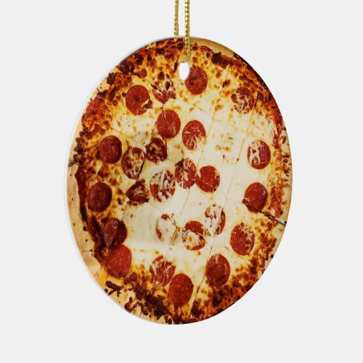 Merry Crustmas Funny Pepperoni Pizza Kerstmis Keramisch Ornament (Rechts)
