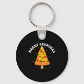 Merry Crustmas Funny Zza Slice Christmas Tree Zza  Sleutelhanger (Voorkant)