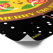 MERRY CRUSTMAS grappig kerstcadeauidee pizza pun Poster (Hoek)