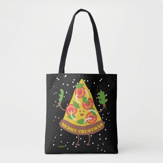 MERRY CRUSTMAS grappig kerstcadeauidee pizza pun Tote Bag (Voorkant)