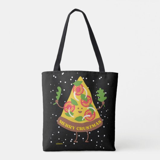 MERRY CRUSTMAS grappig kerstcadeauidee pizza pun Tote Bag (Achterkant)