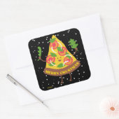 MERRY CRUSTMAS grappig kerstcadeauidee pizza pun Vierkante Sticker (Envelop)