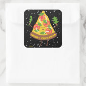 MERRY CRUSTMAS grappig kerstcadeauidee pizza pun Vierkante Sticker (Tas)