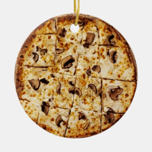 Merry Crustmas Mushroom Pizza Keramisch Ornament (Voorkant)