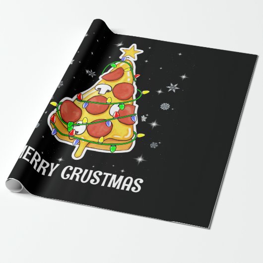 Merry Crustmas Pizza Christmas Tree Xmas Gifts Cadeaupapier (Uitgerold)