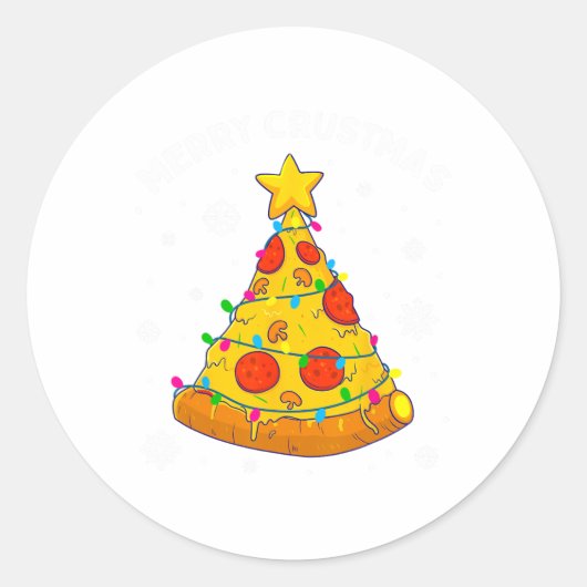 Merry Crustmas Pizza Christmas Tree Xmas Gifts Kid Ronde Sticker (Voorkant)