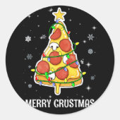 Merry Crustmas Pizza Christmas Tree Xmas Gifts Ronde Sticker (Voorkant)