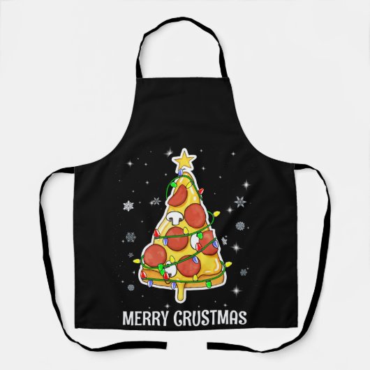 Merry Crustmas Pizza Christmas Tree Xmas Gifts Schort (Voorkant)