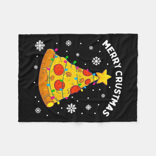 Merry Crustmas Pizza kerstboom - Kind met cadeaus Fleece Deken (Voorkant (Horizontaal))