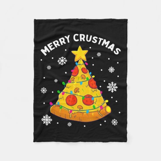 Merry Crustmas Pizza kerstboom - Kind met cadeaus Fleece Deken (Voorkant)
