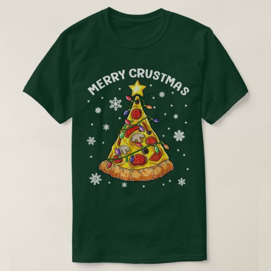 Merry Crustmas Pizza kerstboom Pizza Lover Xm T-shirt (Design voorkant)