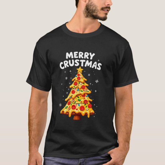 Merry Crustmas Pizza kerstboom Xmas Pizza Lov T-shirt (Voorkant)