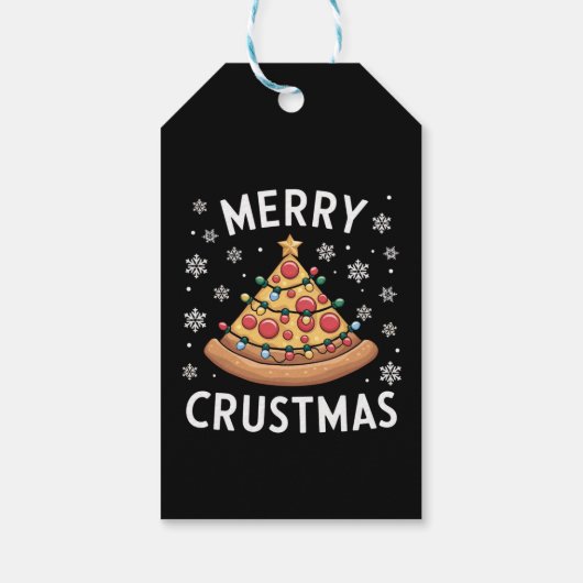 Merry Crustmas Pizza kerstboomgeschenken Cadeaulabel (Achterkant)