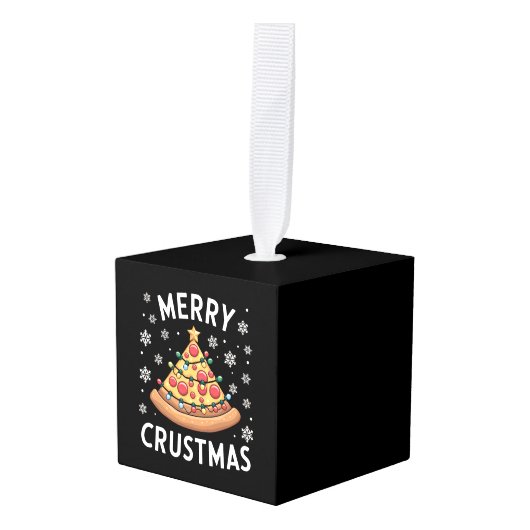 Merry Crustmas Pizza kerstboomgeschenken Decoratie (Voorkant hoekig)