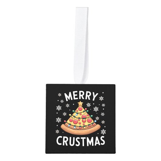 Merry Crustmas Pizza kerstboomgeschenken Decoratie (Voorkant)