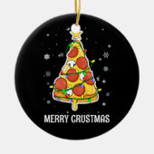 Merry Crustmas Pizza kerstboomgeschenken Keramisch Ornament (Voorkant)
